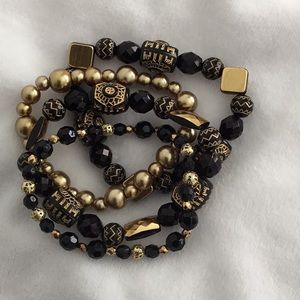 Black and gold bead bracelets